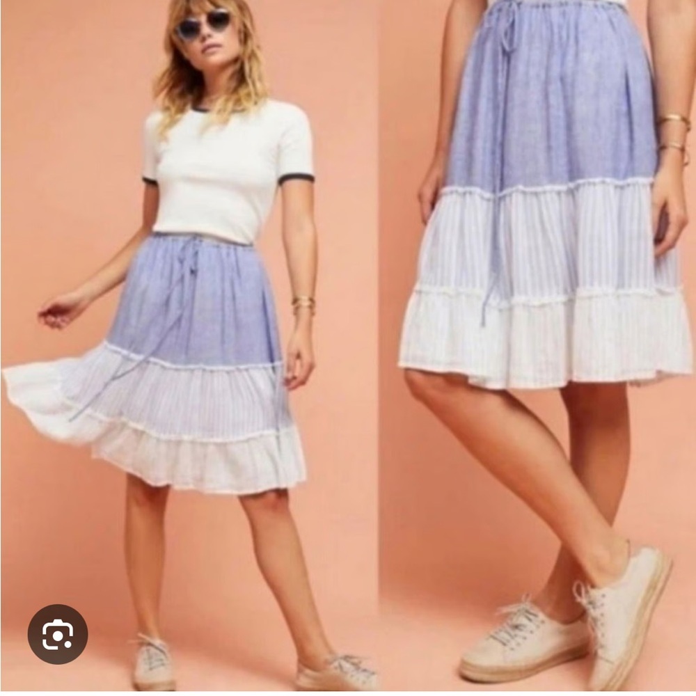 Rails Madeline Trio Stripe Blue and White Tiered A-Line Skirt. Size XS